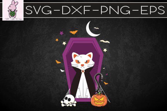 Cute Retro Vampire Cat Halloween Embroidery