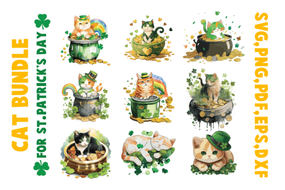 St Patrick’s Day Cat Bundle for Embroidery Projects