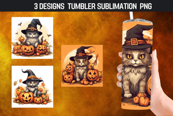 Watercolor Cat Pumpkin Halloween Tumbler Design Review